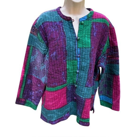 Colorful Patchwork Button-Up Jacket - Picture 1 of 5